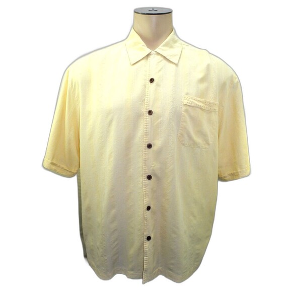 Jamaica Jaxx Island Style Yellow Silk Short Sleeve Button-Front Shirt - Men's XL - Picture 2 of 7